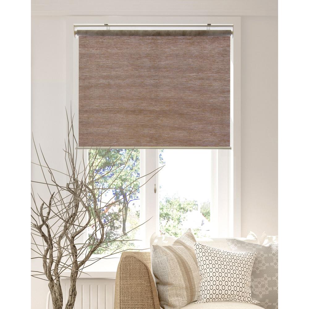 Chicology Snap N Glide Cut To Size Felton Truffle Cordless Light   Felton Truffle Privacy Natural Woven Chicology Roller Shades Rsft3972 64 1000 