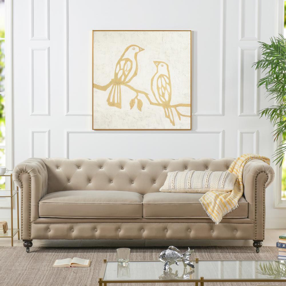 Jennifer Taylor Home Winston Tufted Chesterfield Sofa Mink 64020