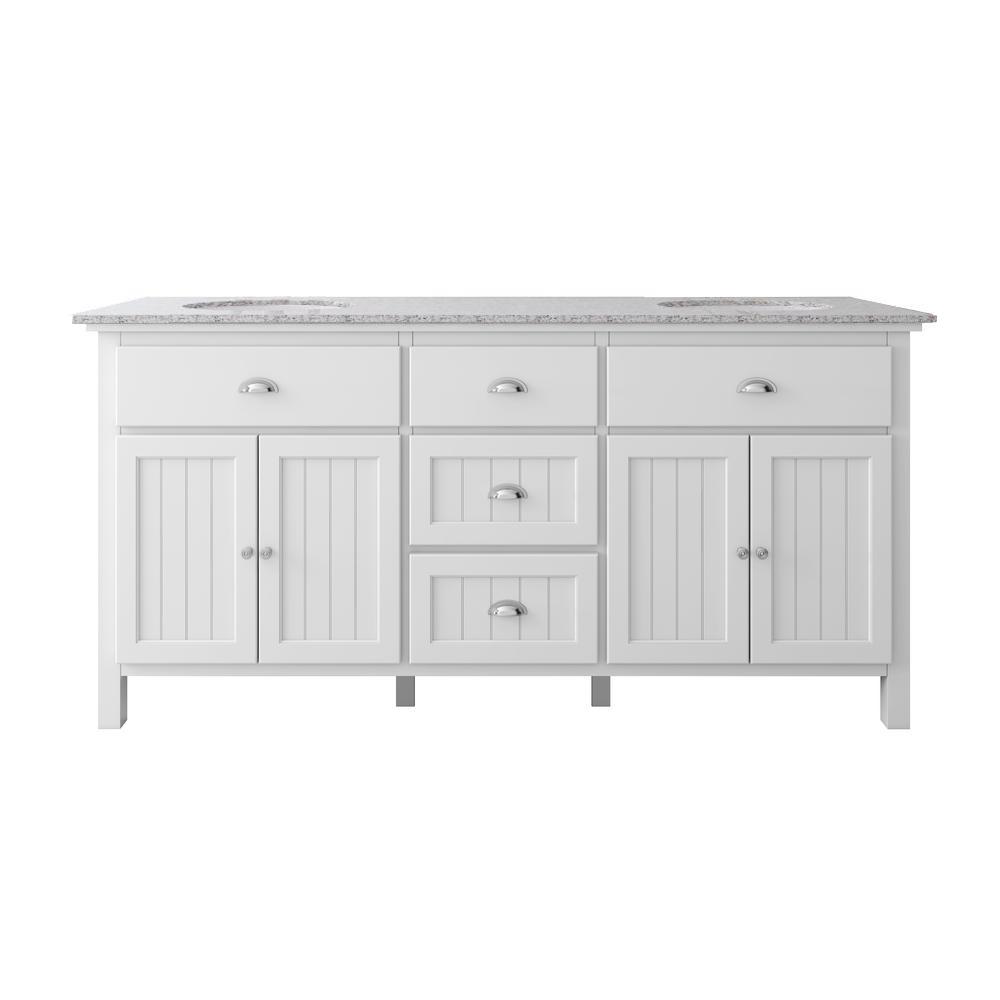 Home Decorators Collection Ridgemore 71 in. W x 22 in. D Vanity in White with Granite Vanity Top in Grey with White Sink was $1299.0 now $974.25 (25.0% off)