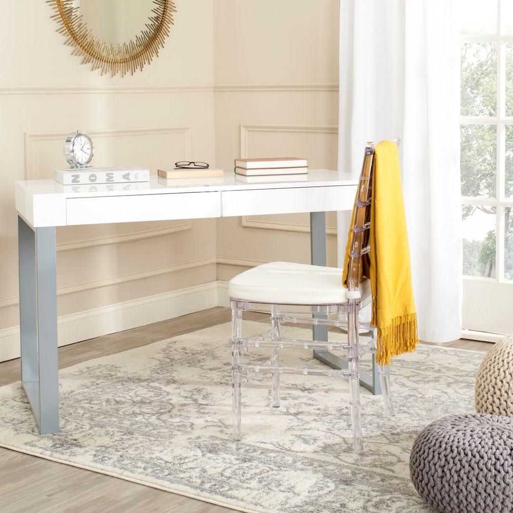 Safavieh Barton White And Gray Desk With Storage Fox2206a The Safavieh Barton White And Gray Desk