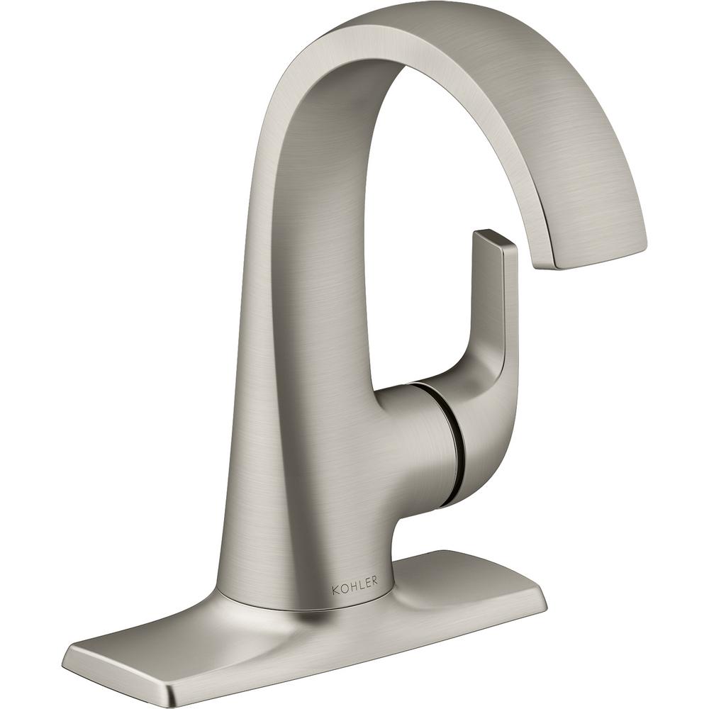 KOHLER Cursiva Single Hole Single-Handle Bathroom Faucet in Vibrant Brushed Nickel