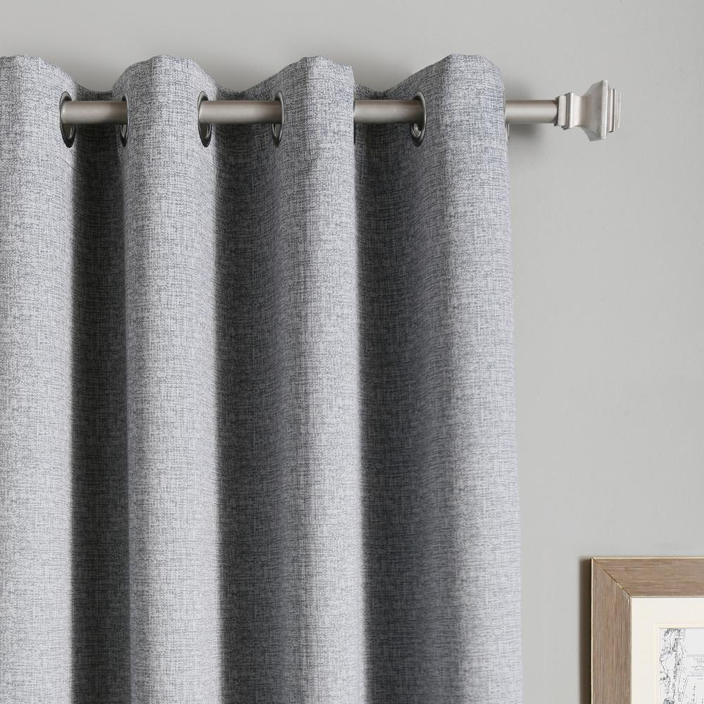Best Home Fashion 96 In L Grey Linen Print Room Darkening Curtain