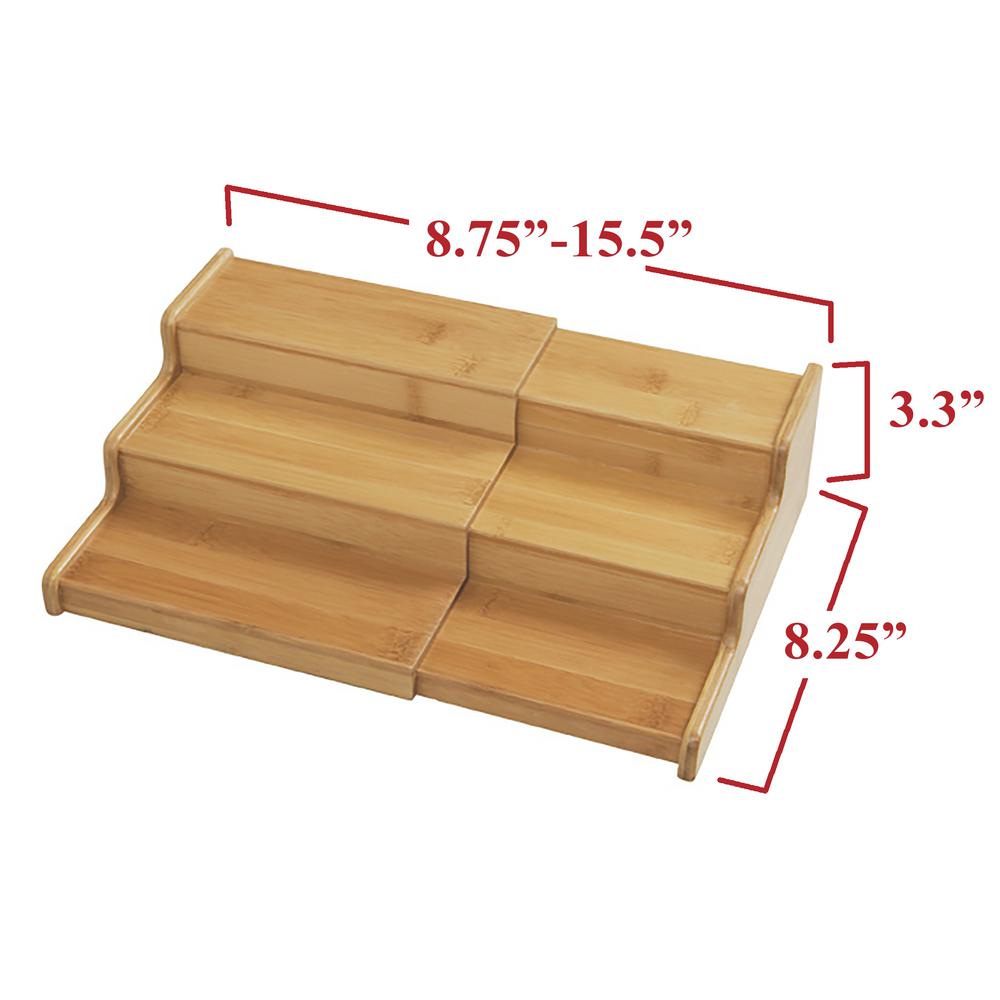 Seville Clics Bamboo Expandable 3 Tier E Rack Step Shelf Expandable 3 Tier E Rack Step Shelf