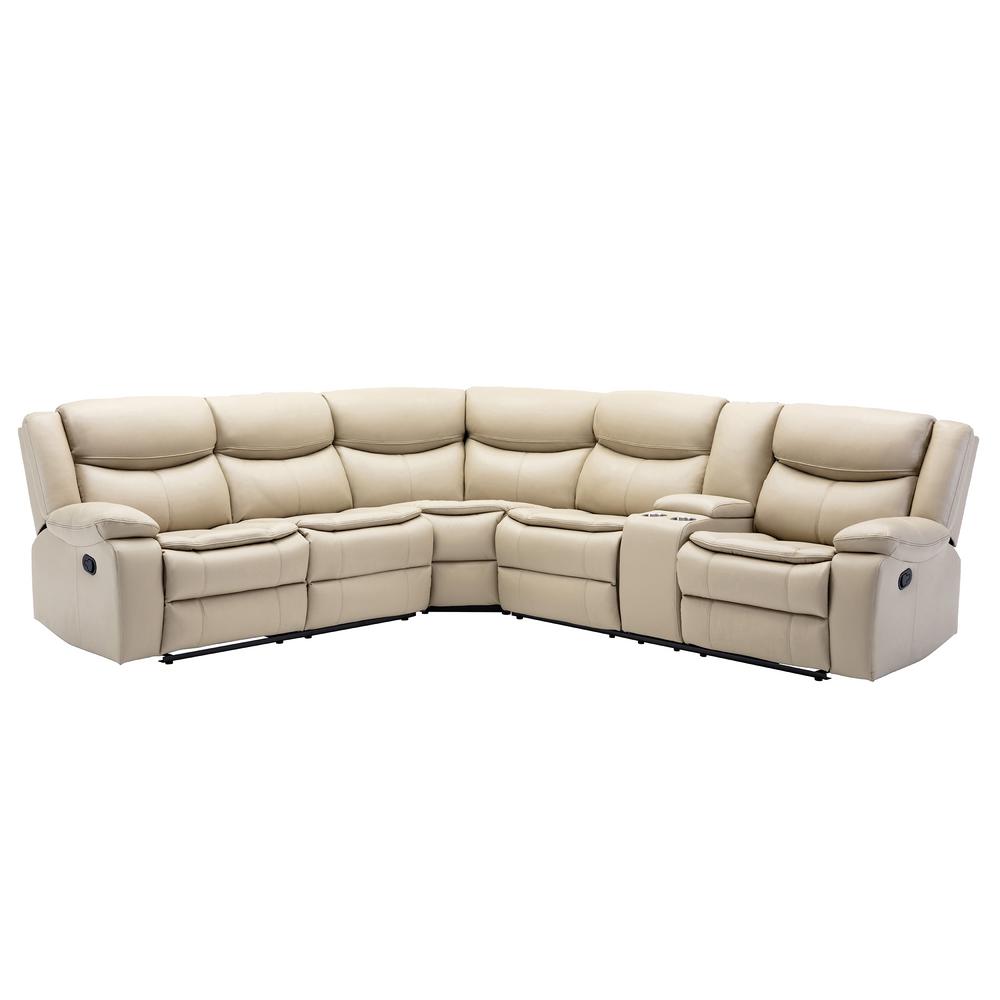 GZMR 120 in. Burgundy Faux Leather Manual Reclining Sectional 5Seats
