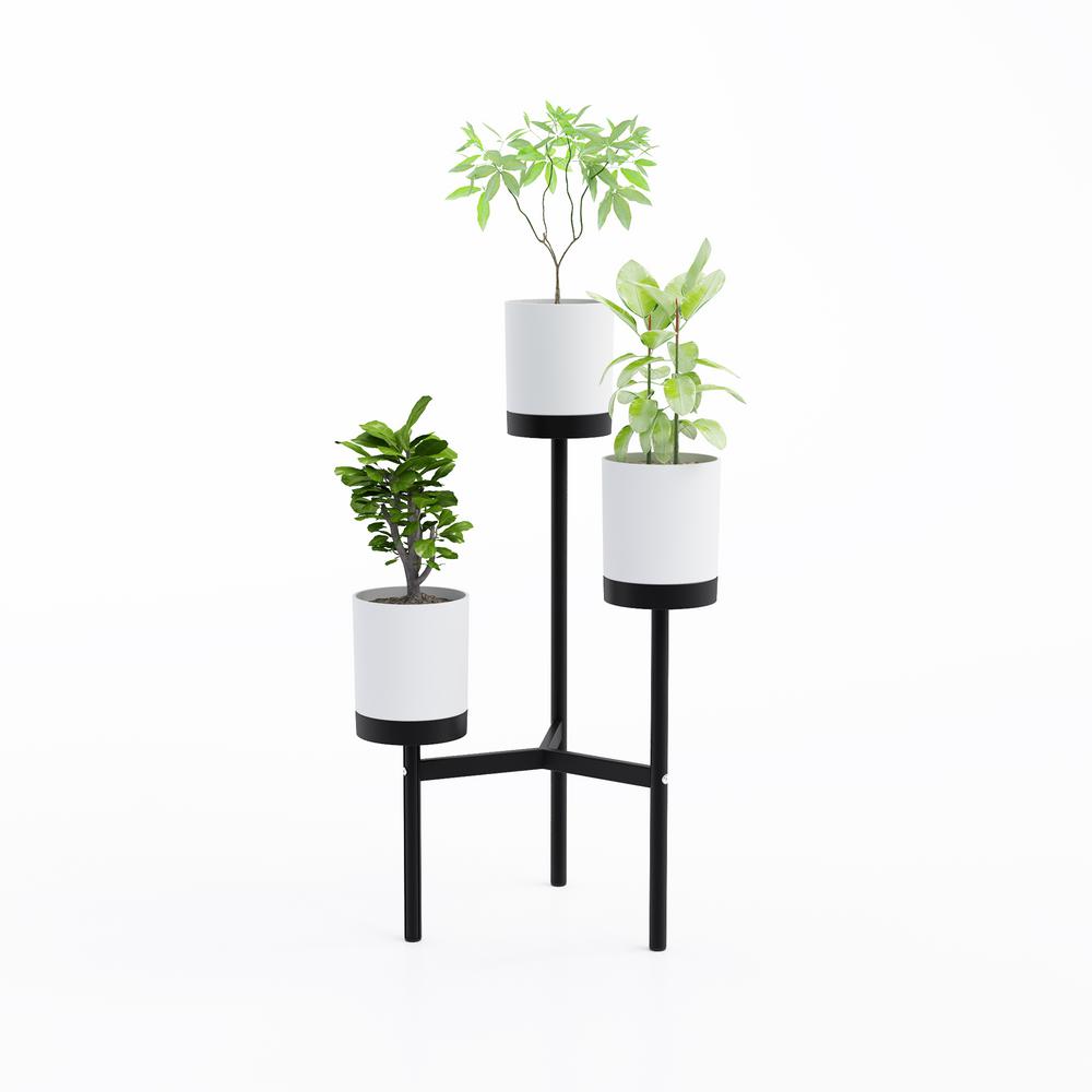 White Indoor Plant Stands Accent Tables The Home Depot Trio White Black Floor Plant Stand