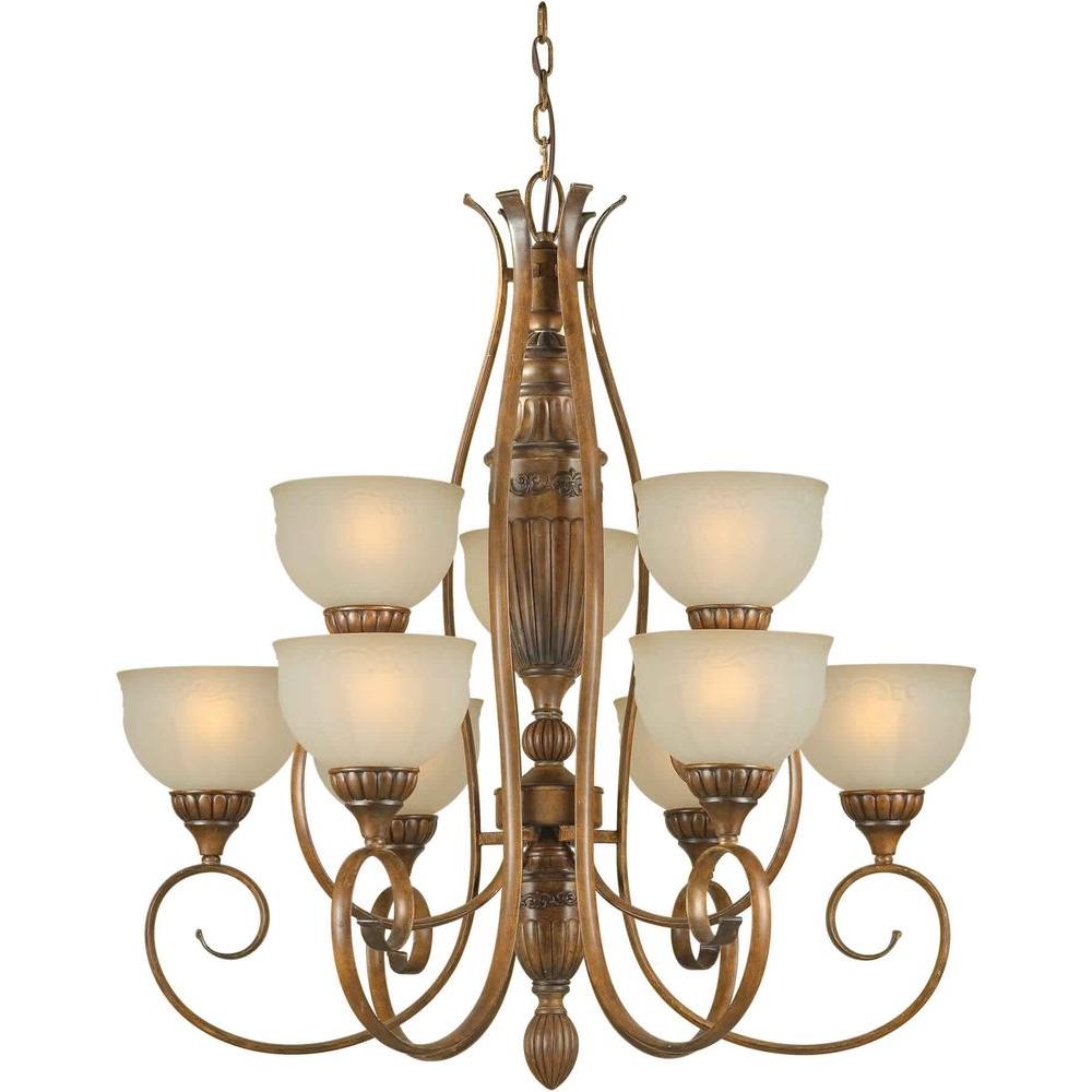 Talista 9-Light Rustic Sienna Bronze Chandelier with Patterned Shaded ...