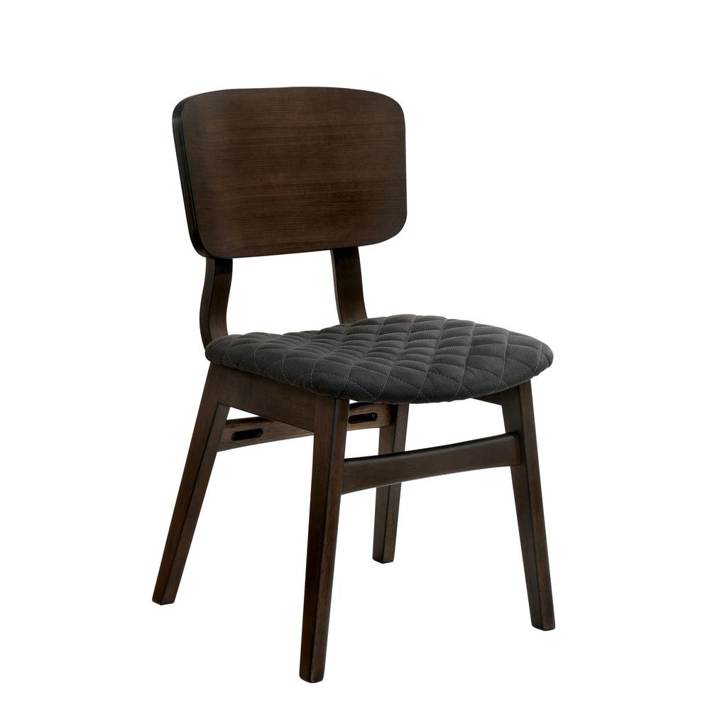 Grey Wood Fabric Accent Chairs The Home Depot Cirez Walnut Fabric Grid Side Chair Set Of 2