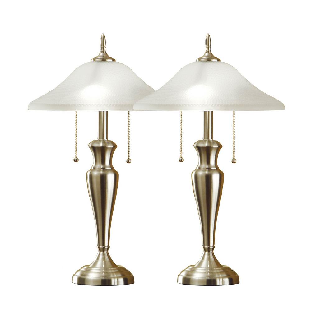 Artiva Classic Cordinates 24 Inch Brushed Steel Table Lamps With High Quality Hammered Glass Shades 2 Piece 9478tx The Home Depot Artiva Classic Cordinates 24 Inch, High Quality Table Lamps