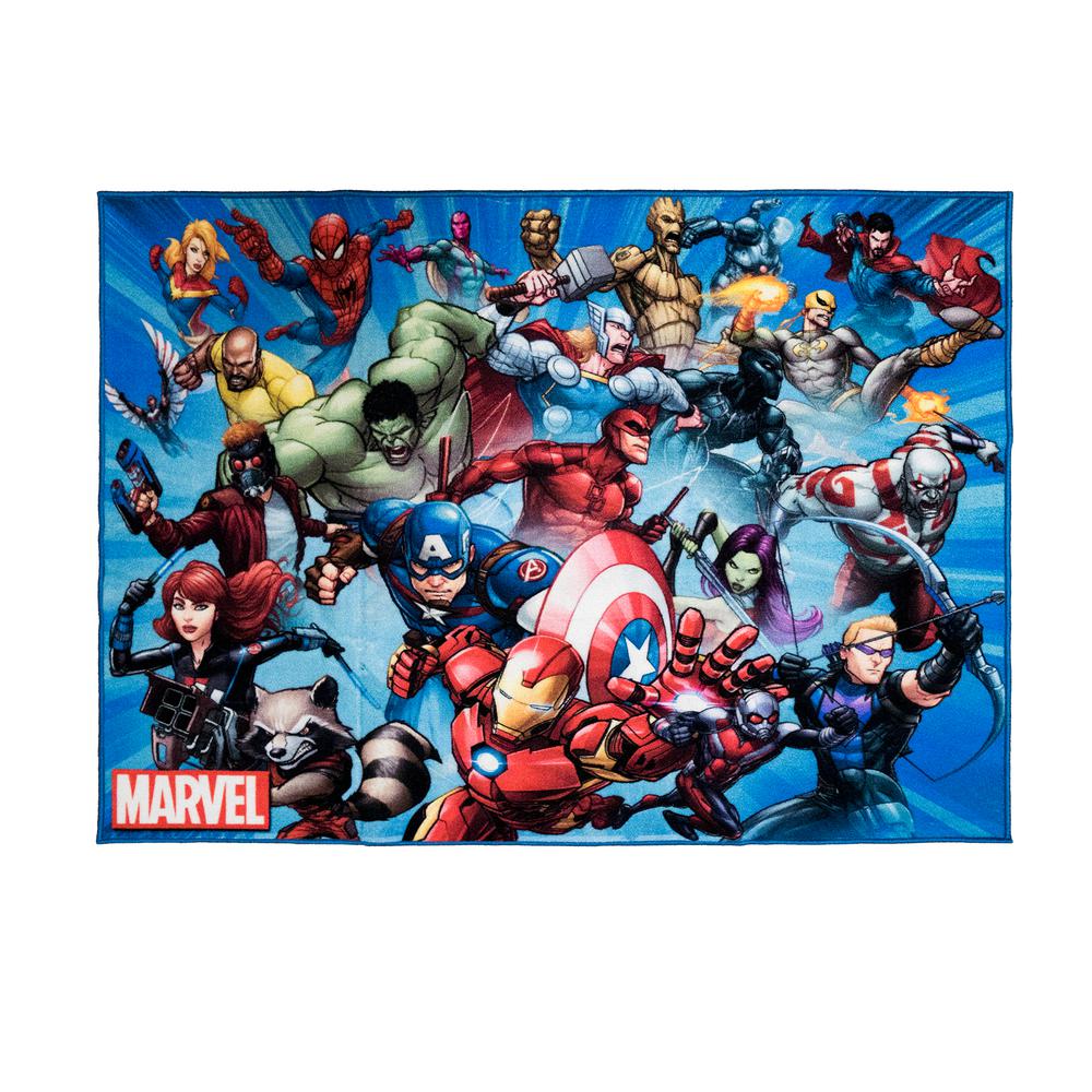 Marvel Super Heroes Multi Color 5 Ft X 7 Ft Indoor Juvenile Area Rug