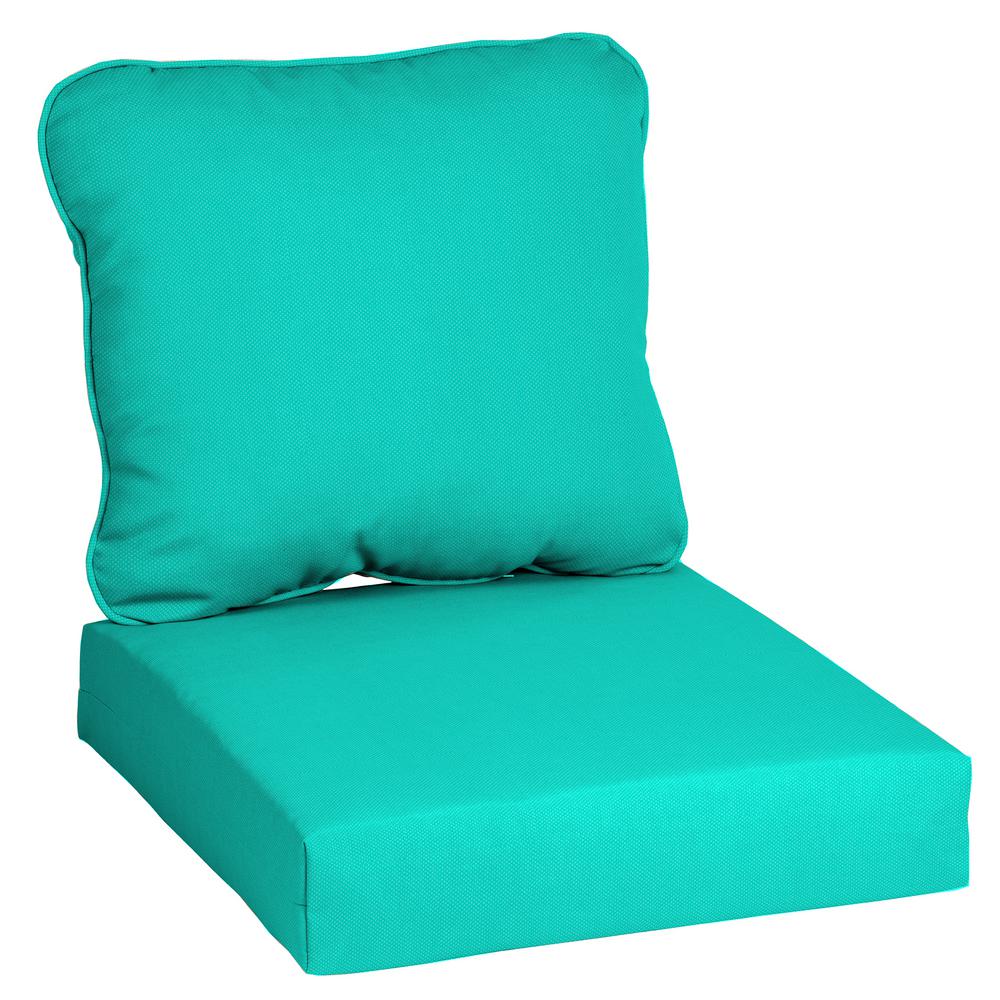 Hampton Bay 24 in. x 22 in. CushionGuard Sea Glass Deep Seating Outdoor