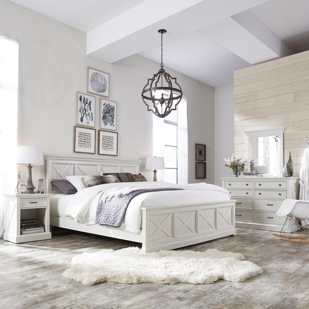 Home Styles Seaside Lodge 2 Piece Hand Rubbed White Queen Bedroom 2 Home Styles