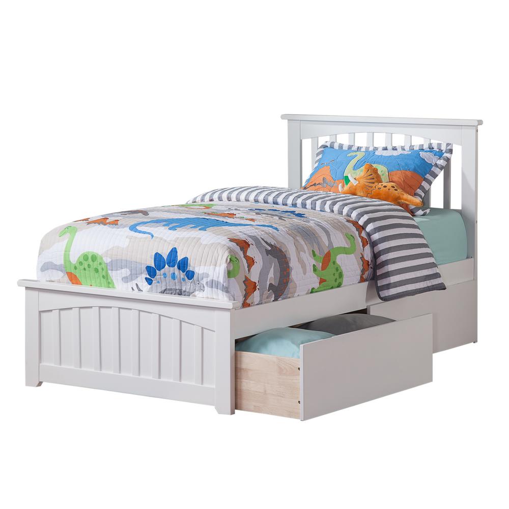 Twin Beds Headboards Bedroom Furniture The Home Depot Mission White Twin Platform Bed With Matching Foot Board 2 Urban Drawers