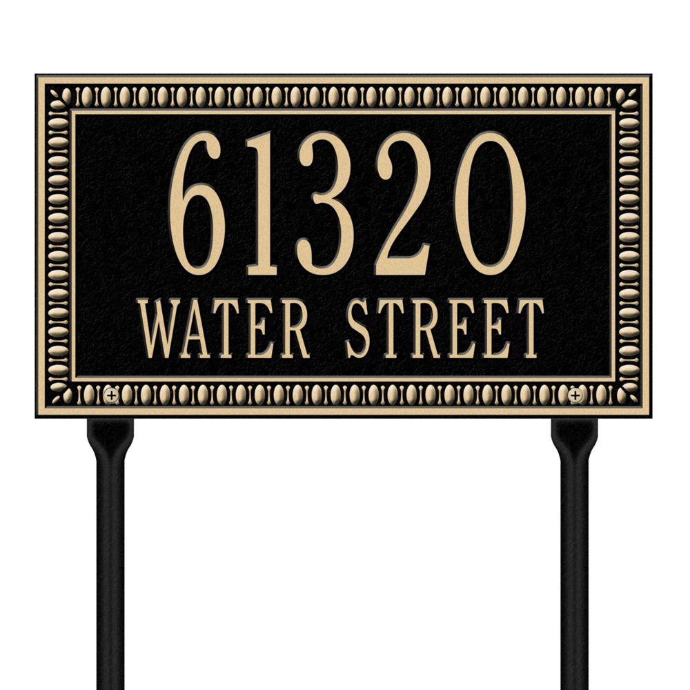 Mounting Hardware Address Signs Mailbo Posts Addresses Egg And Dart Rectangular Black Gold Standard Lawn Two Line Address Plaque