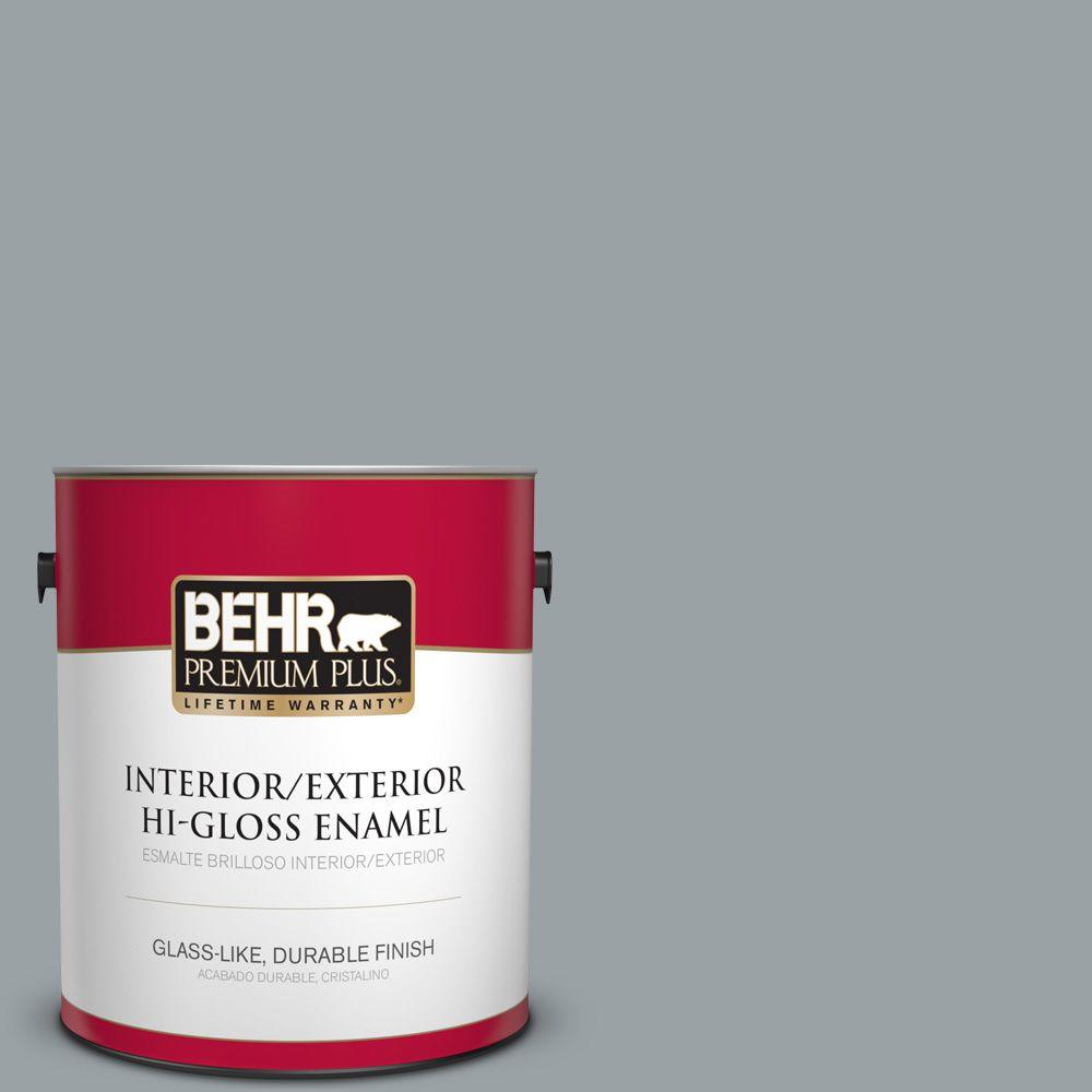 BEHR Premium Plus 1 gal. #HDC-SM16-02 River Rock Grey Hi-Gloss Enamel ...