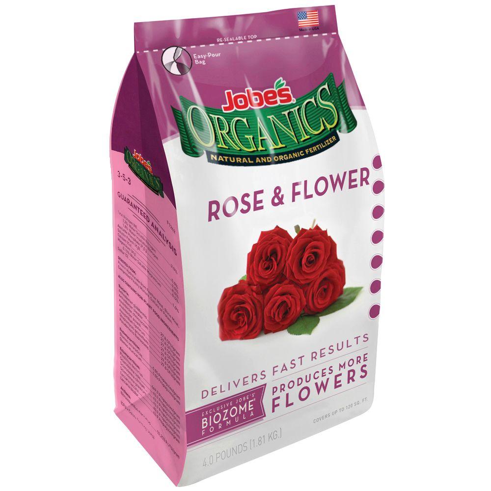 Jobe’s Organics 4 lb. Organic Rose and Flower Plant Food Fertilizer