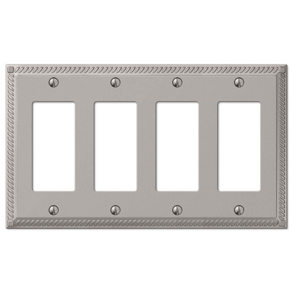 AMERELLE Nickel 4Gang Decorator/Rocker Wall Plate (1Pack)54R4N The