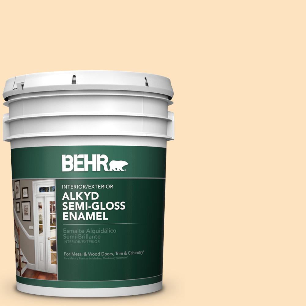 BEHR 5 gal. 320C2 Cream Yellow SemiGloss Enamel Alkyd Interior