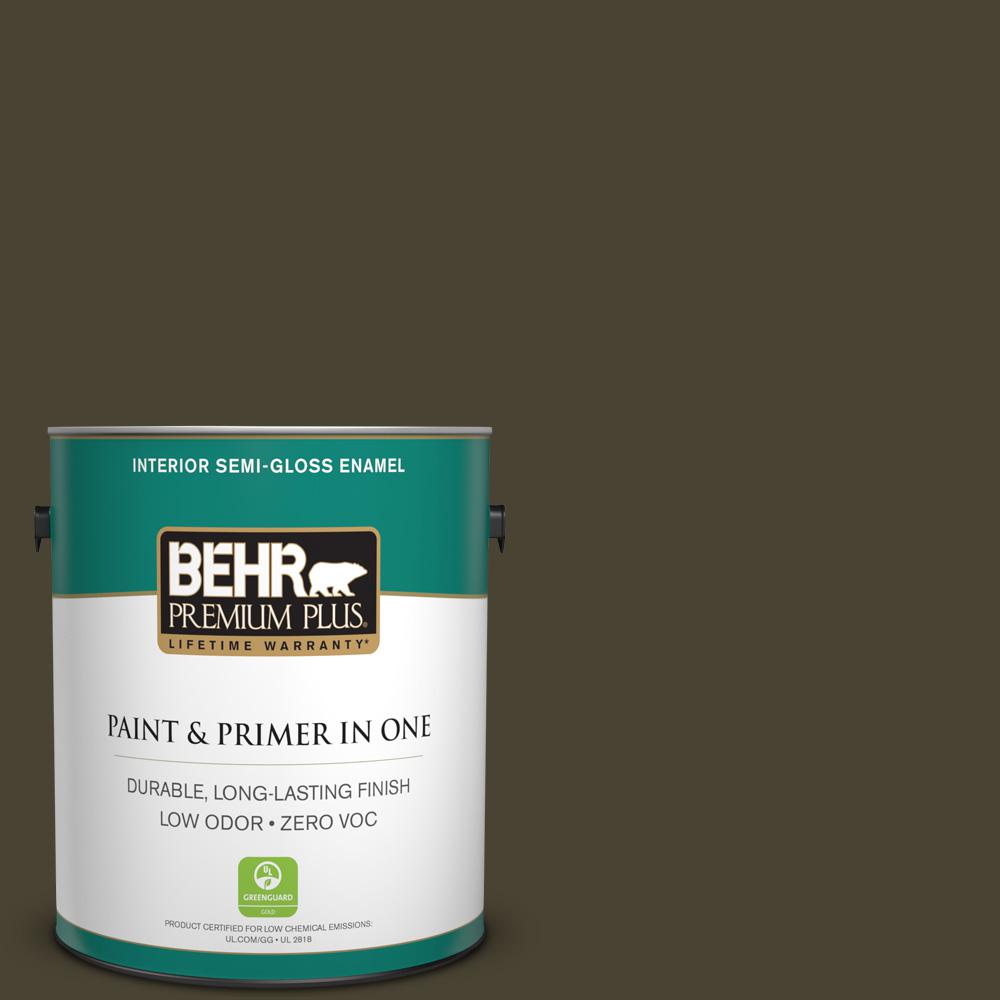 BEHR 1 gal. PPU51 Espresso Beans SemiGloss Enamel Alkyd Interior