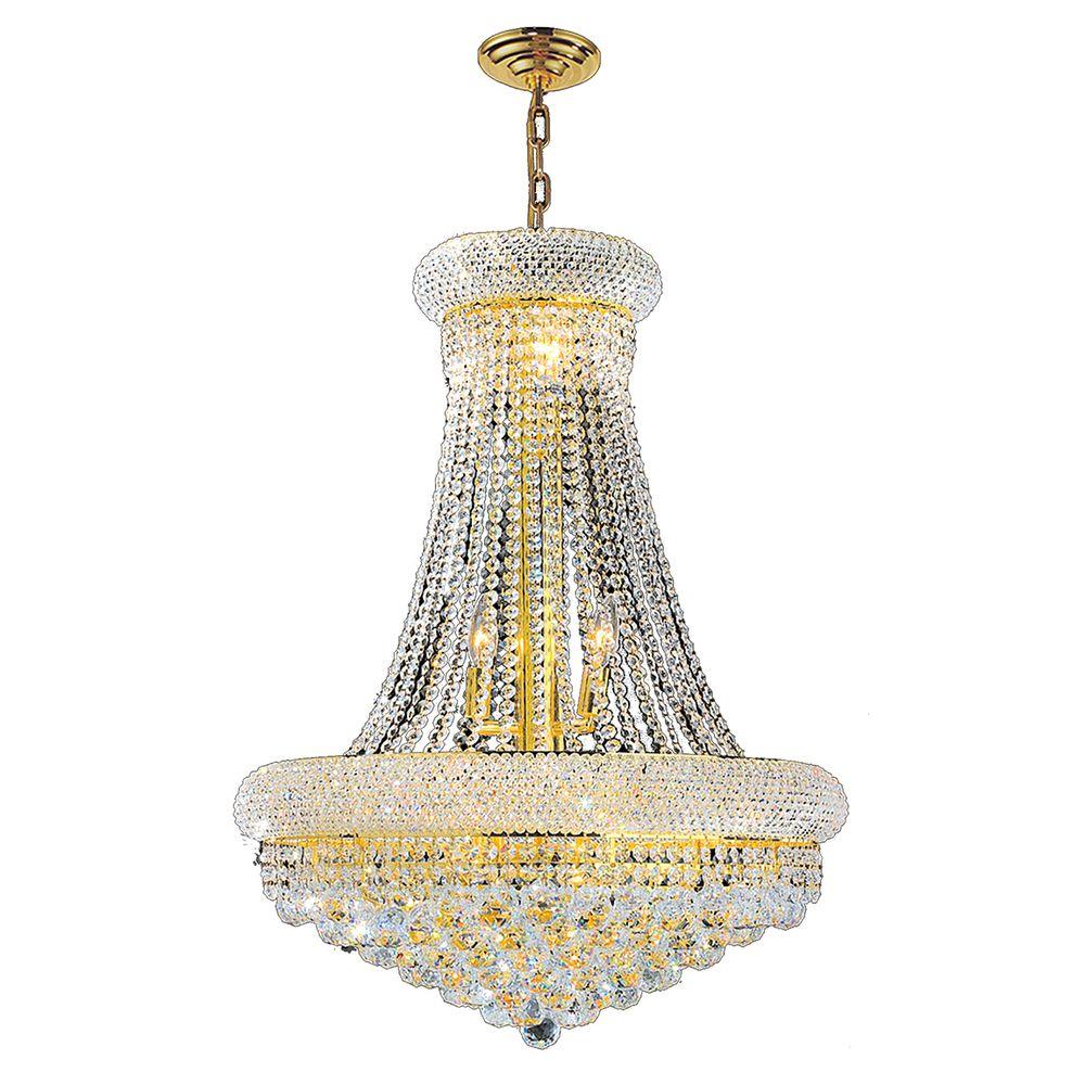 Worldwide Lighting Empire 14-Light Polished Gold and Clear Crystal ...
