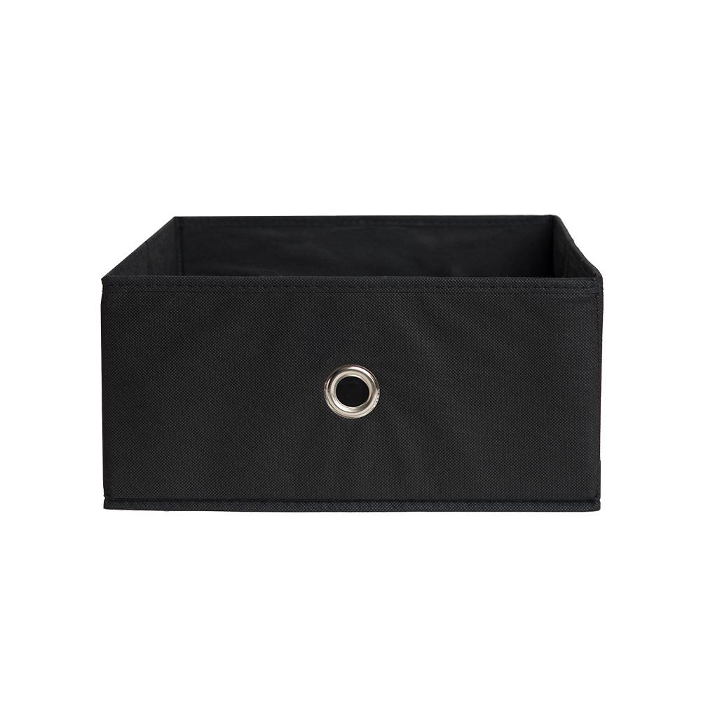 black fabric storage boxes