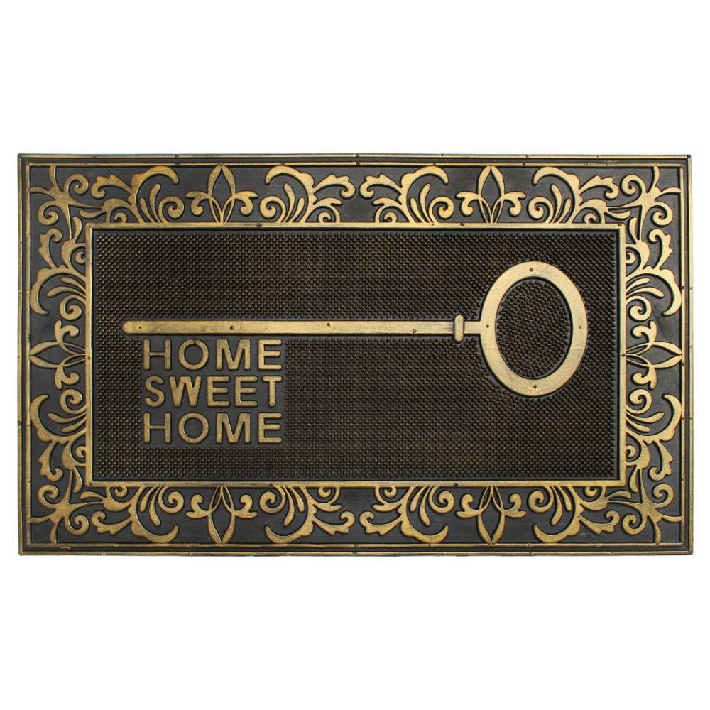 Gold 18 In X 30 In Home Sweet Home Key Rubber Doormat Dm5057