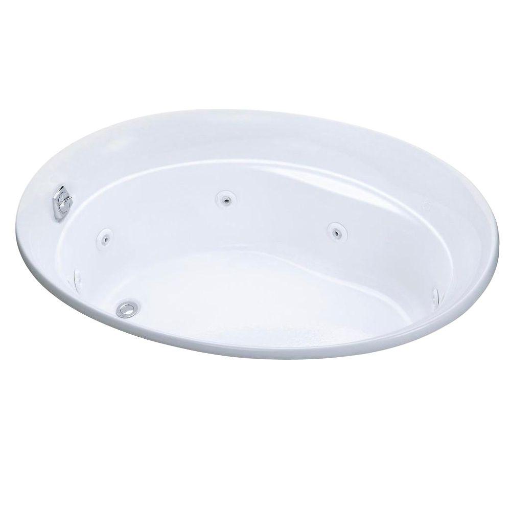 KOHLER Serif 5 ft. Acrylic Oval Dropin Whirlpool Bathtub in WhiteK13370 The Home Depot