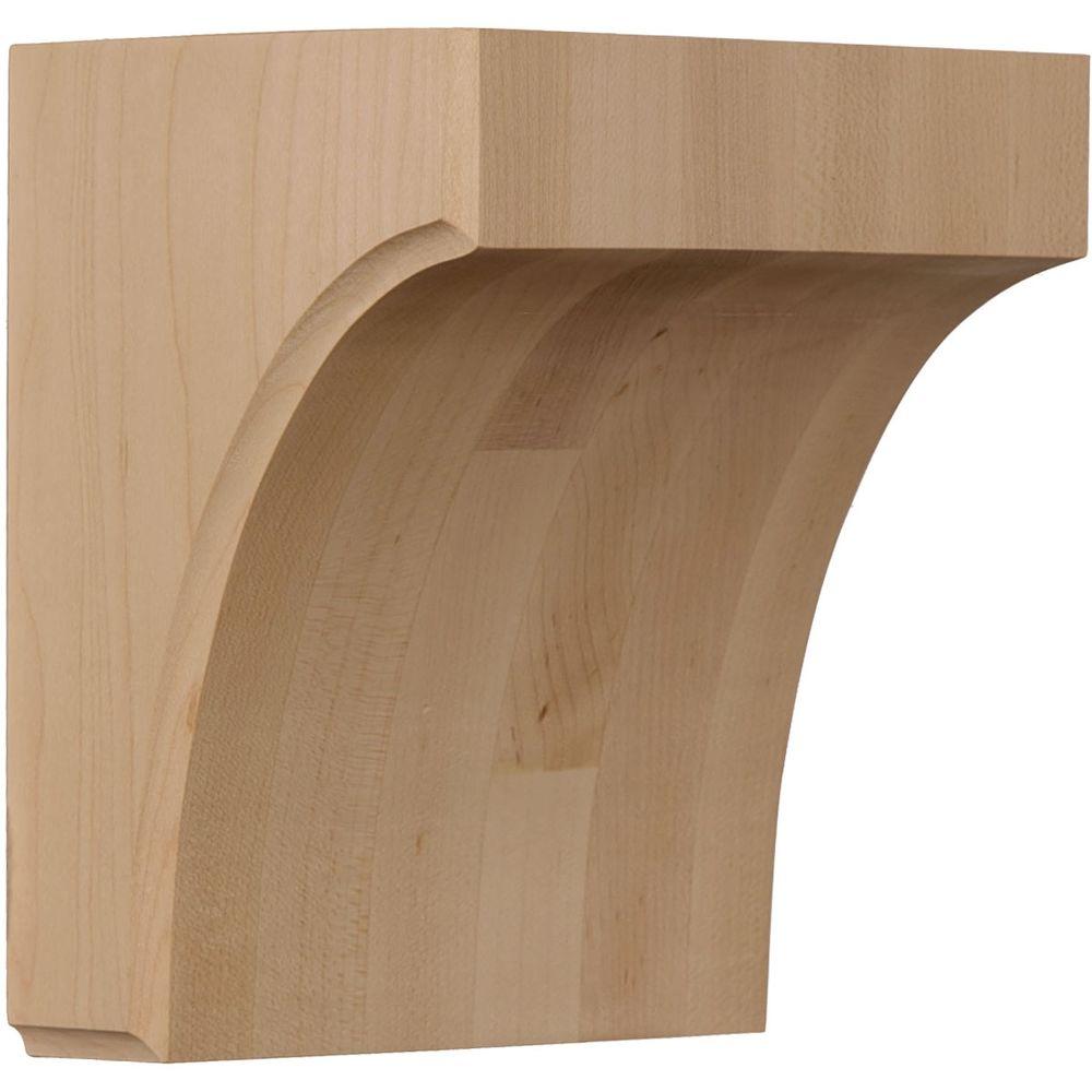 4-Pack , Alder Ekena Millwork CORW05X07X14TRAL-CASE-4 5 inch W x 6 3//4 inch D x 14 inch H Large Traditional Wood Corbel