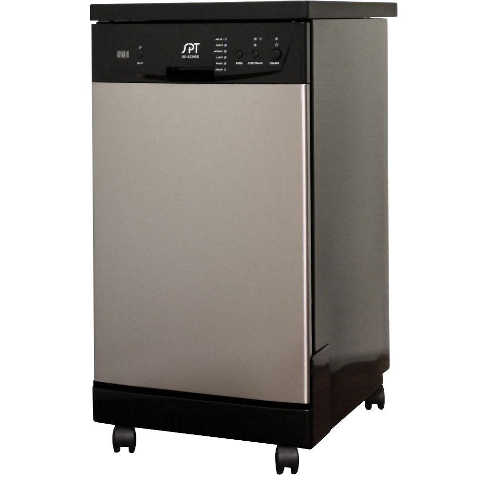 SPT 18 In Front Control Portable Dishwasher In Stainless Steel With 8   Stainless Metal Spt Portable Dishwashers Sd 9241ss 64 1000 