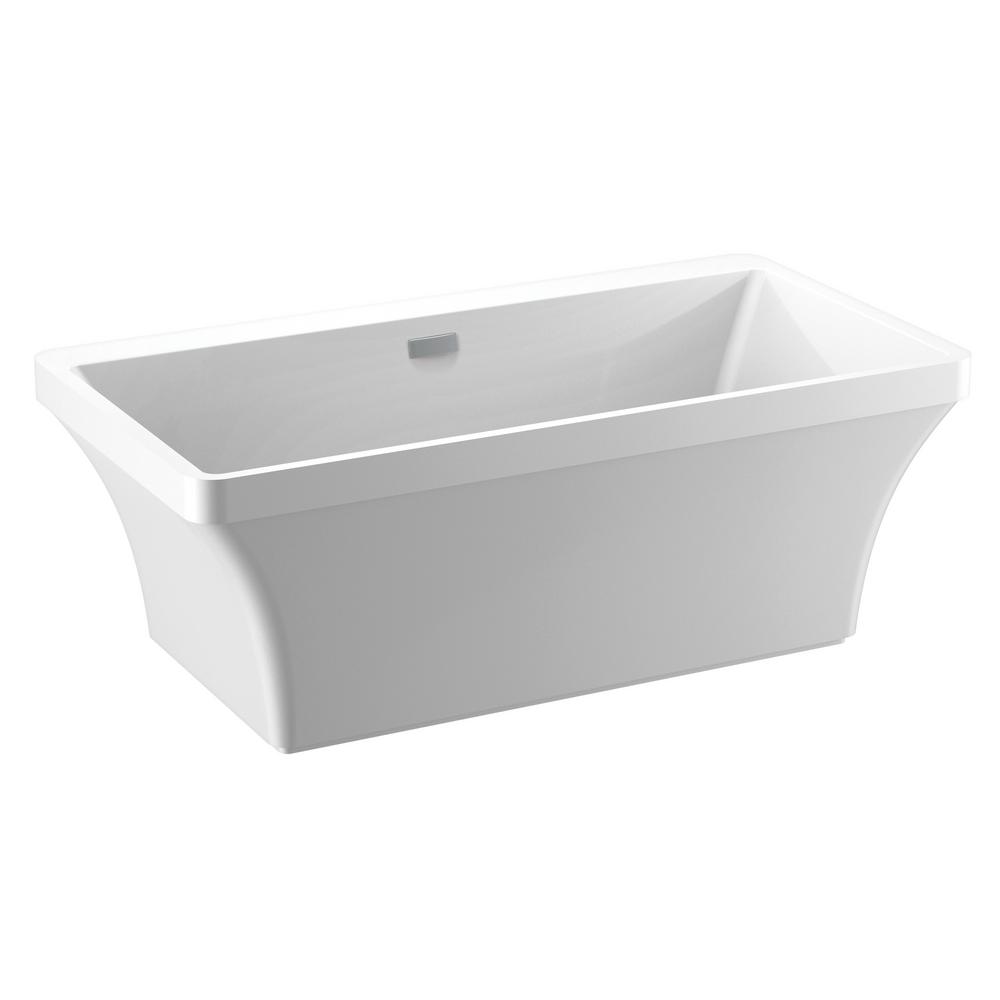 Delta Torrelle 67 in. Acrylic Flatbottom Bathtub with Integrated Waste