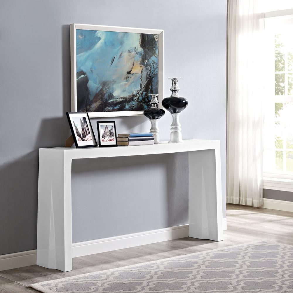 Modway Mid Century Modern Console Table Furniture The Home Depot Wash White Console Table