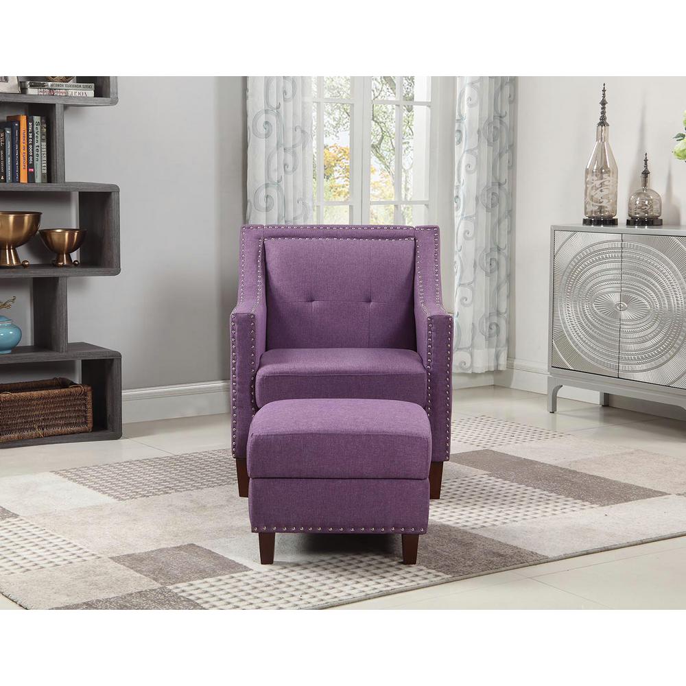 Purple Accent Chair With Storage Ottoman 92013 16pl The