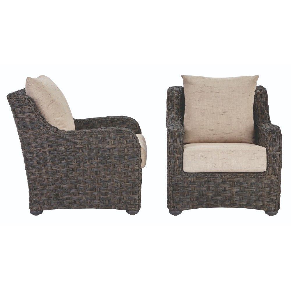lounge chair wicker brown decorators depot cushions sand patio sunset point pack outdoor chairs