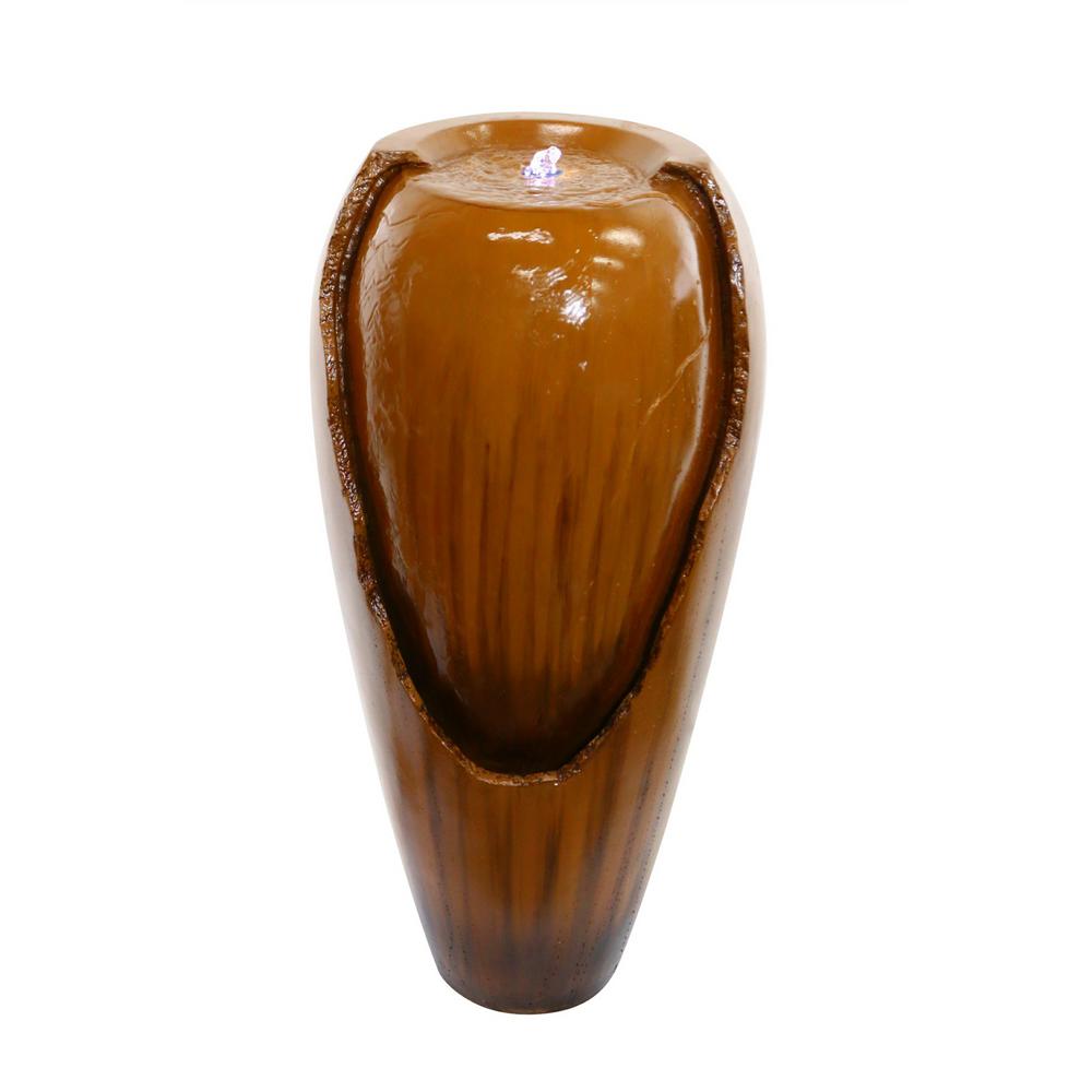 Alpine Corporation 32 In Tall Water Jar Fountain With Led Light Tall Water Jar Fountain With Led Light Brown