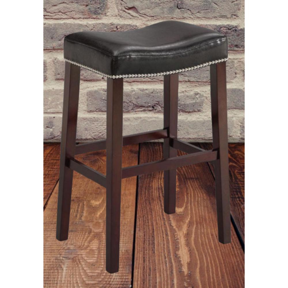 26 In Amelia Black And Espresso Wood Swivel Counter Height Stool