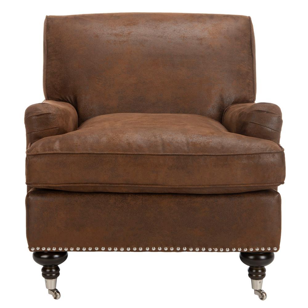 Safavieh Chloe Brown Espresso Faux Leather Club Arm Chair