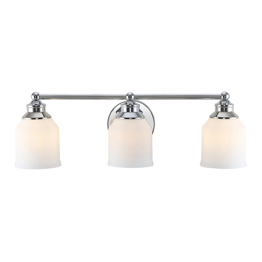 JONATHAN Y Lydia 24 in. 3Light Iron/Frosted Glass Farmhouse Cottage