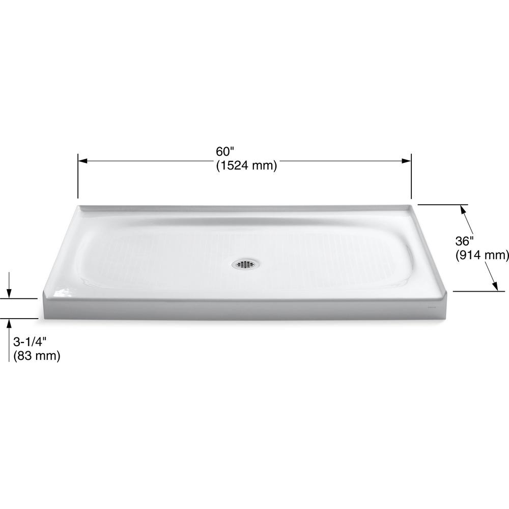 Kohler Salient 60 In X 36 Cast Iron Single Threshold Shower Base White Kohler Salient 60 In X 36 Cast Iron Single Threshold Shower Base White