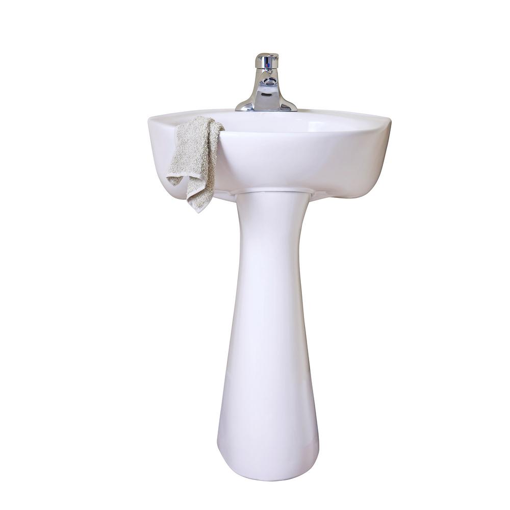 Cornice Vitreous China Pedestal Combo Bathroom Sink In White