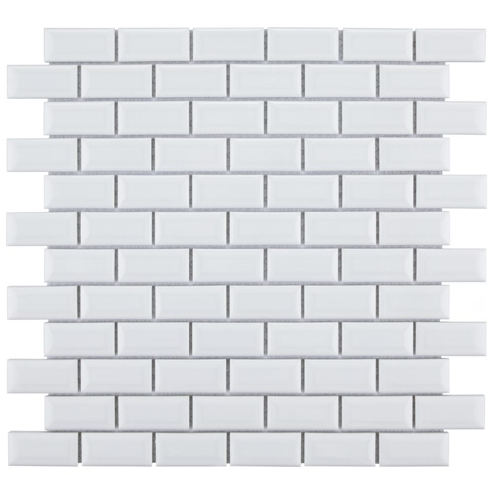 Merola Tile Metro Subway Beveled Glossy White 12 In X 5 Mm Porcelain Mosaic 10 21 Sq Ft Case Merola Tile Metro Subway Beveled Glossy White 12 In X 5 Mm Porcelain Mosaic 10 21 Sq Ft Case
