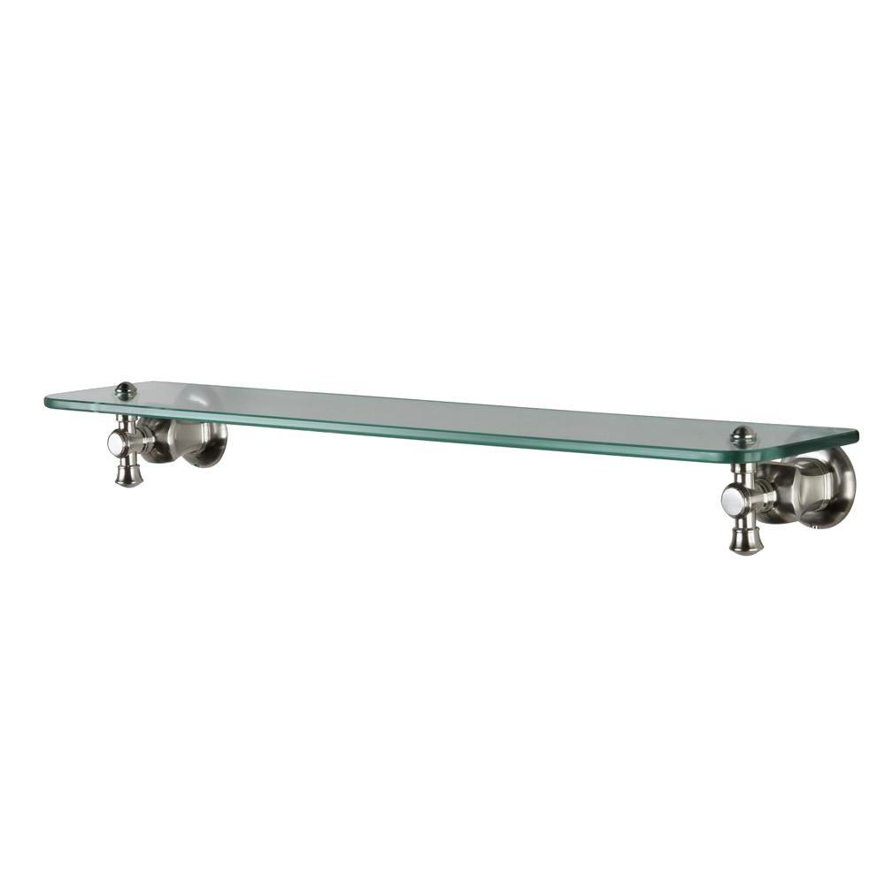 Pegasus Verdanza 24 in. L x 5 in. H x 2.8 in. W Zinc Glass Bath Shelf in Brushed Nickel20735