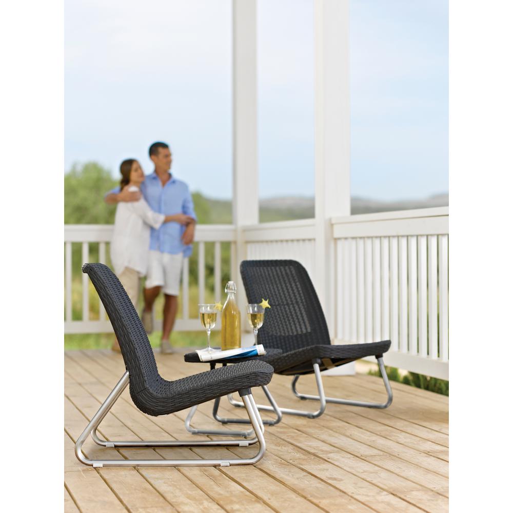 Keter Rio Sparkle Grey 3 Piece All Weather Resin Patio Conversation Set 234371 The Home Depot