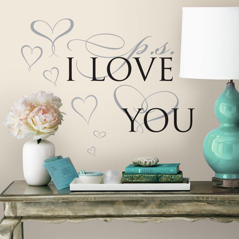 5 In X 11 Ps I Love You 8 Piece L And Stick Wall Decal Ps I Love You 8 Piece L And Stick Wall Decal Rmk3283scs The Home Depot