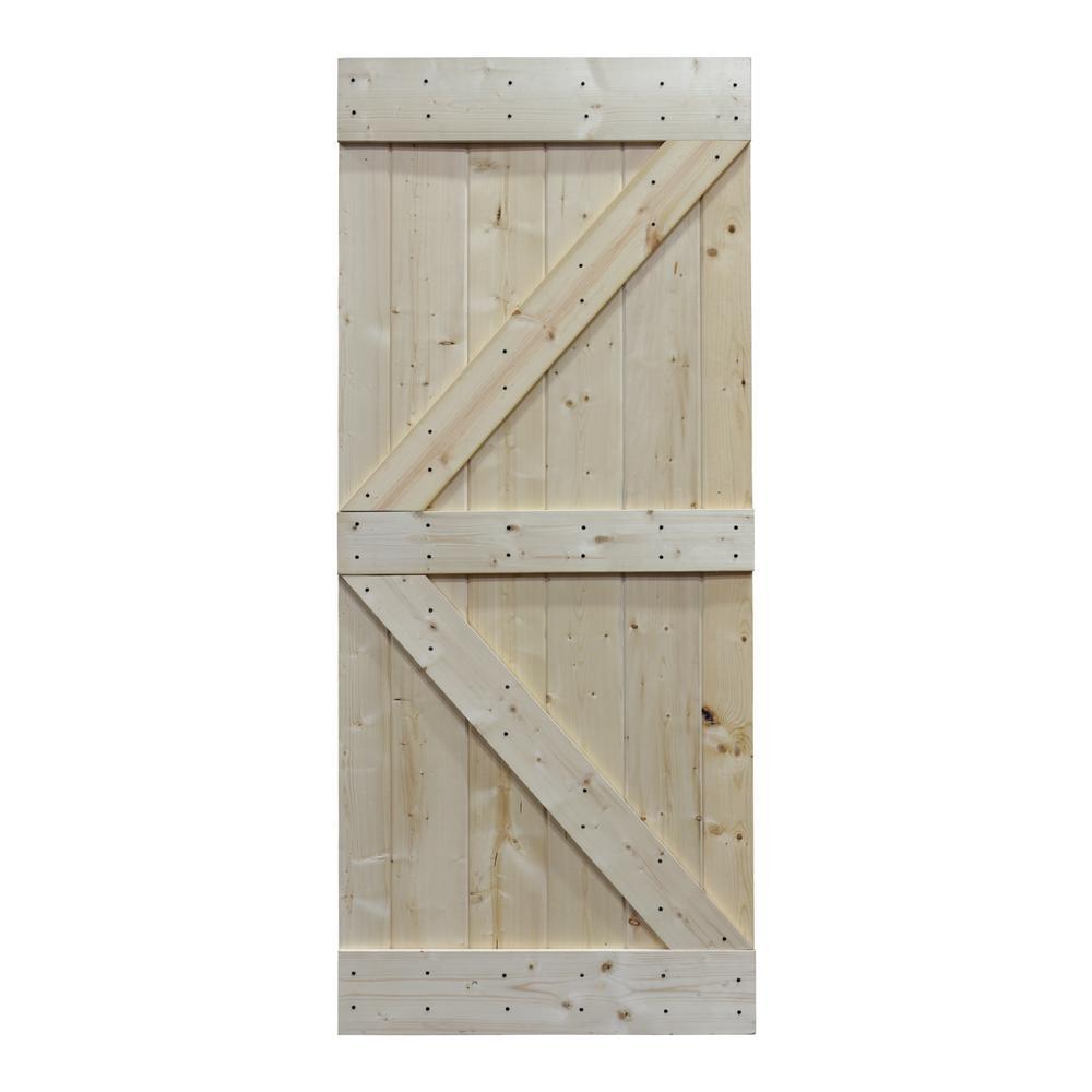 Calhome 30 In X 84 In Unfinished Knotty Pine Sliding Interior Diy Barn Door Slab