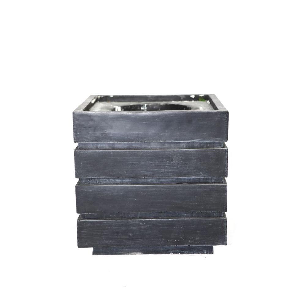 UPC 827250808459 product image for Laura Ashley 14 in. x 14 in. x 14 in. H Black/Grey Color Fiberstone Planter | upcitemdb.com