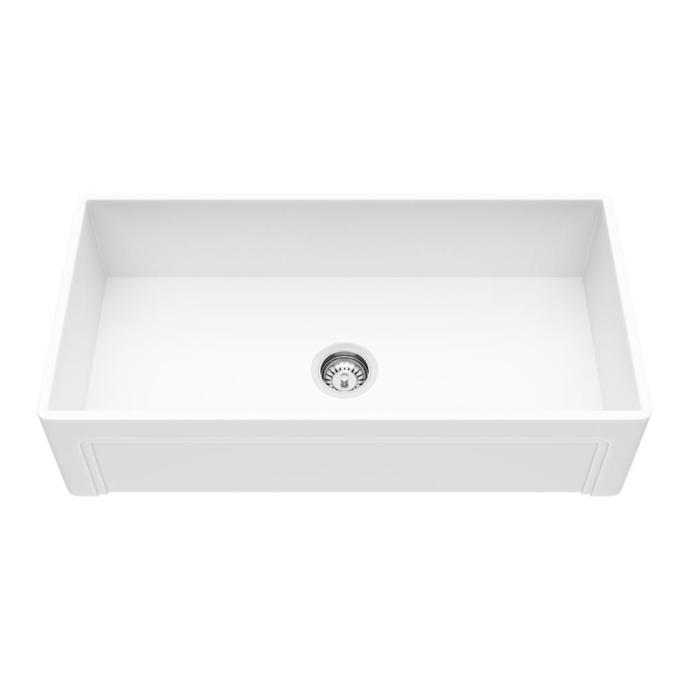 VIGO Casement Front Farmhouse Matte Stone 36 in. Single Bowl Kitchen