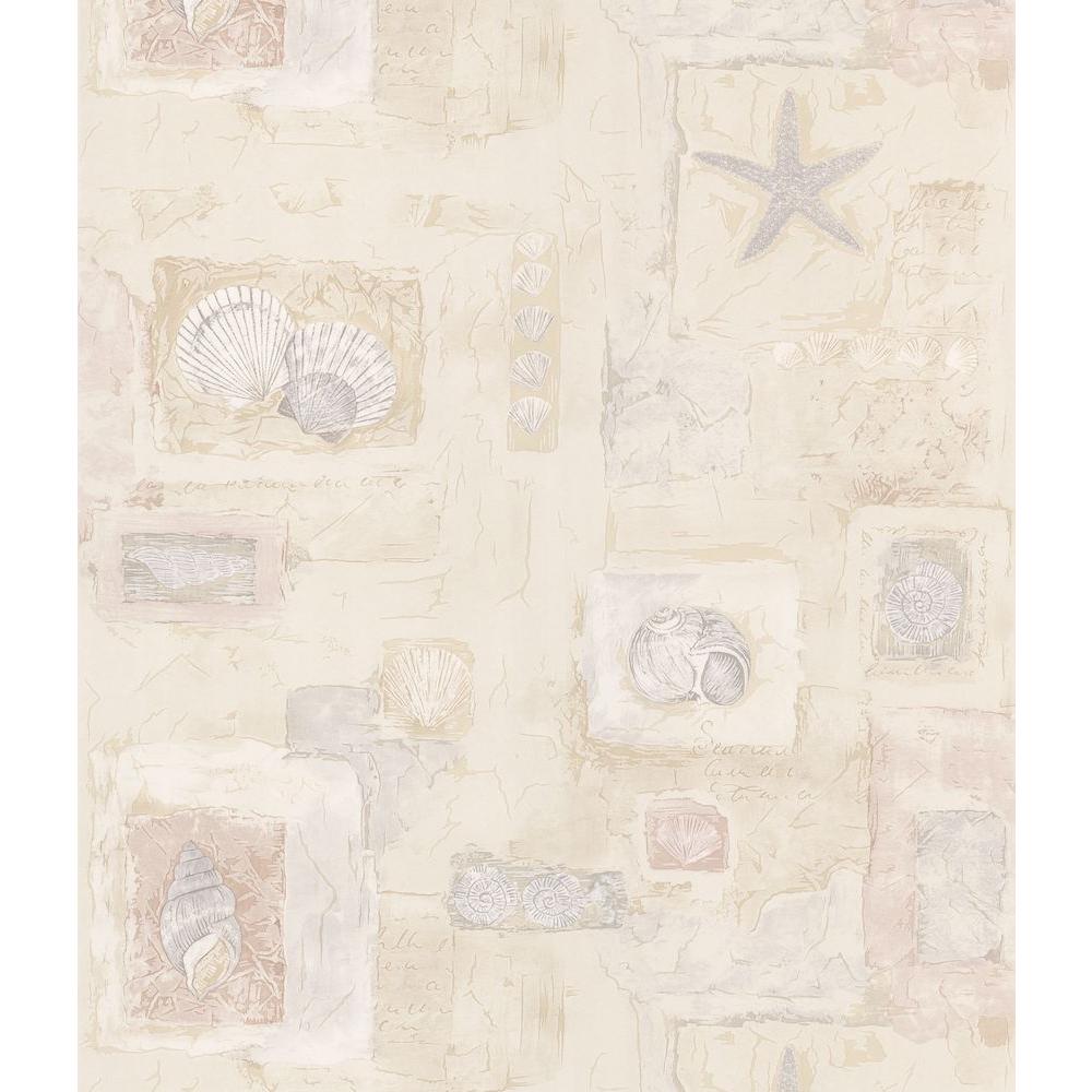 Brewster Bath Bath Bath III Pink Sea Shell Wallpaper Sample149