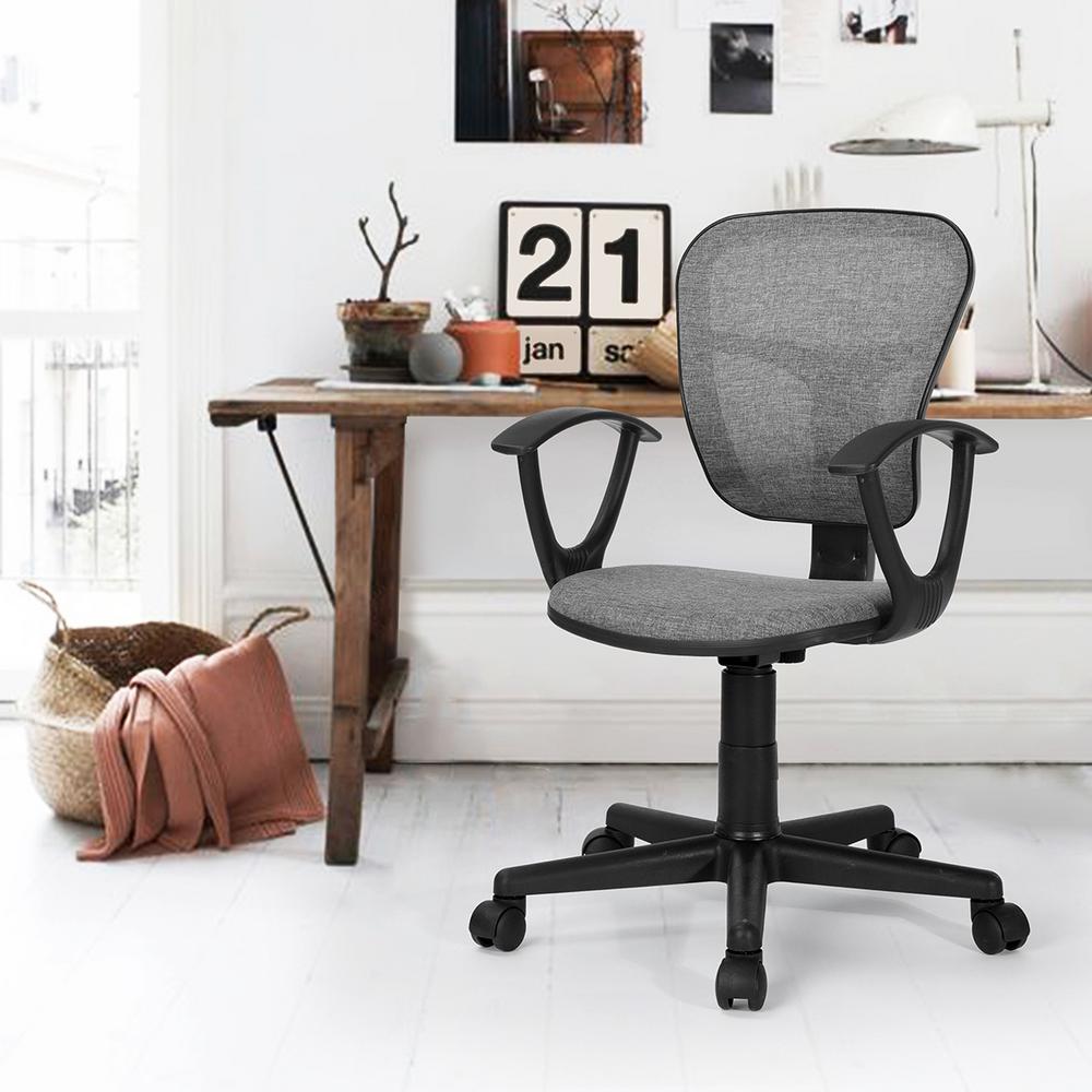 Furniturer Flying Grey Mesh Fabric Armrest Ergonomic Desk Chair