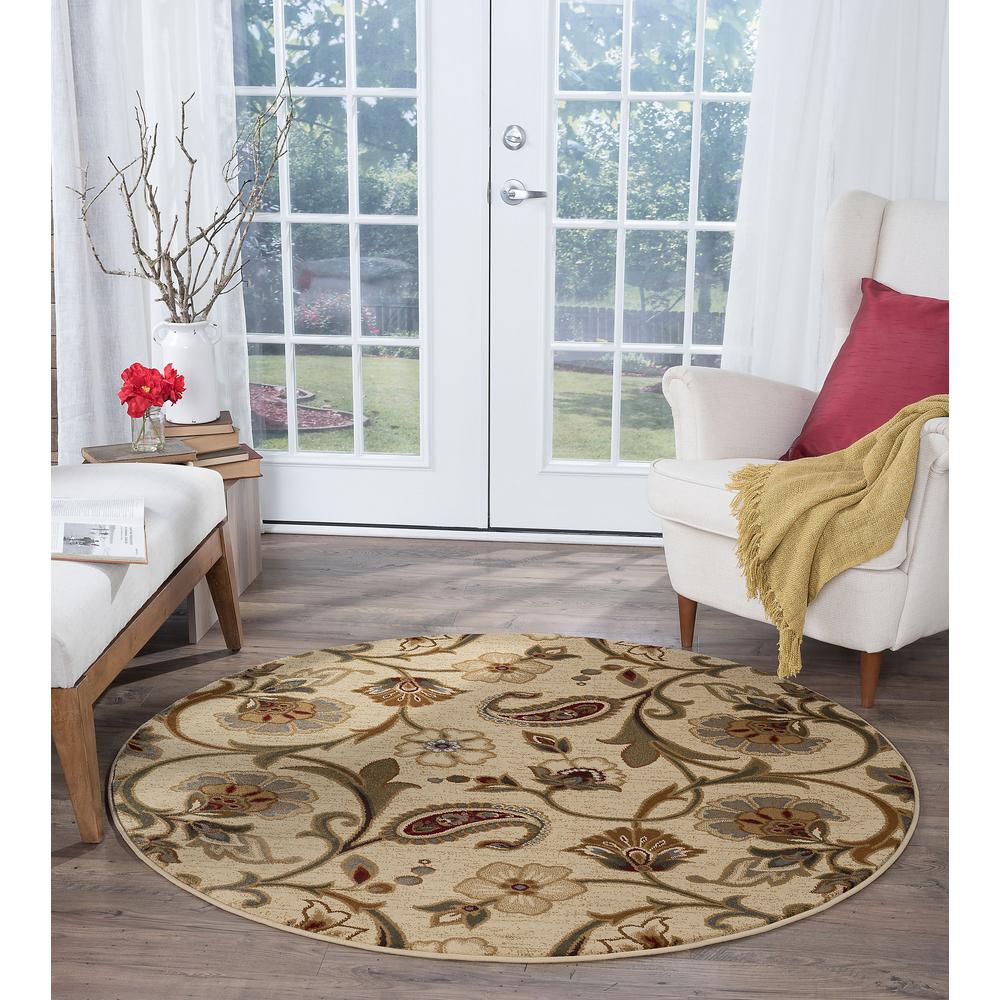Tayse Rugs Impressions Beige 8 Ft Round Area Rug Imp7772 8rnd