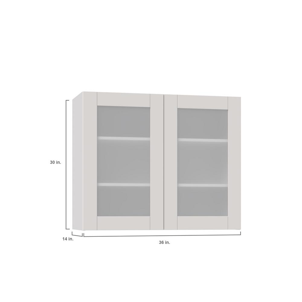 J Collection Shaker Assembled 36x30x14 In Wall Cabinet With Frosted Glass Doors In Vanilla White Wg3630 Ws The Home Depot
