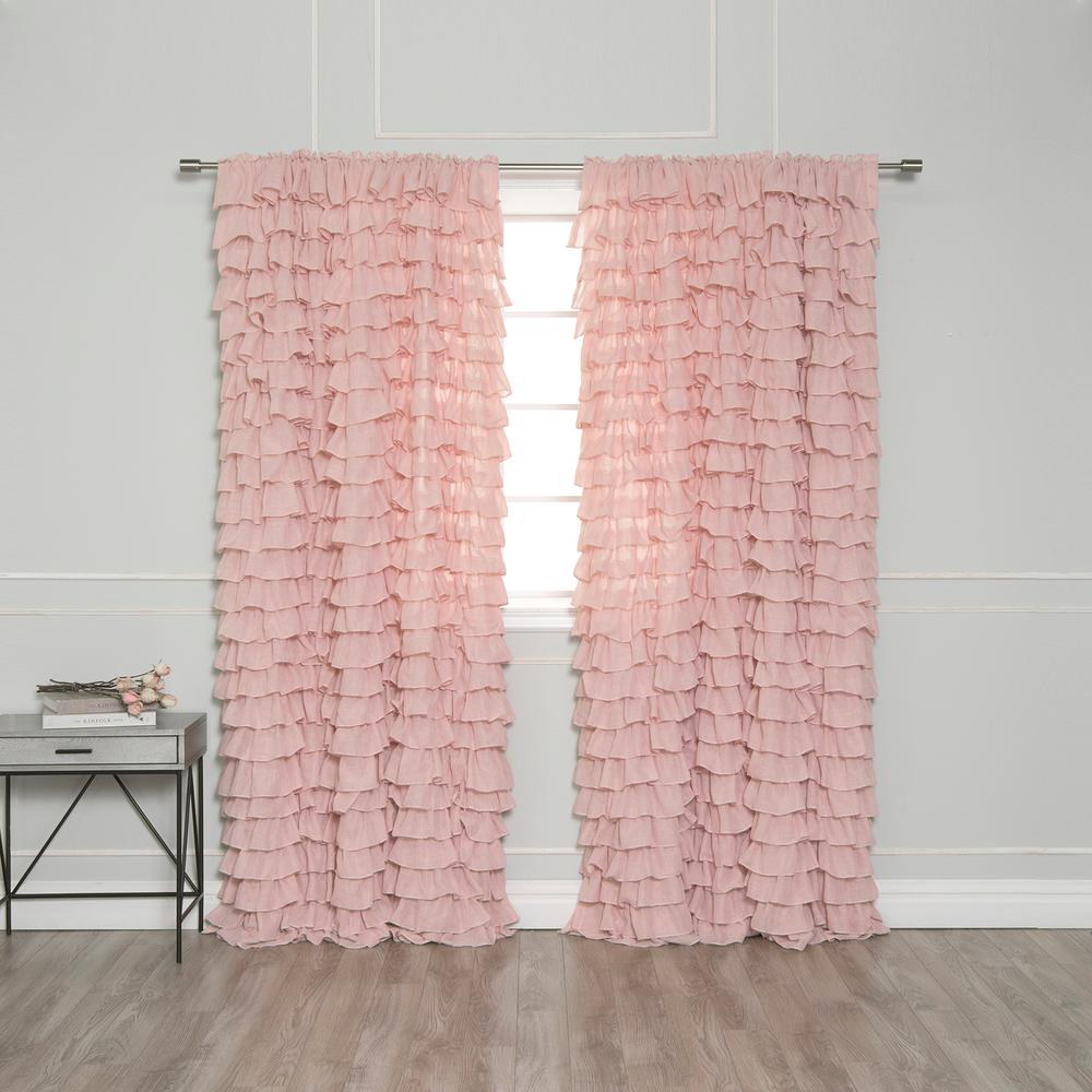Curtains D Window Treatments The Home Depot L Ruffle Cascade Curtains In Pink